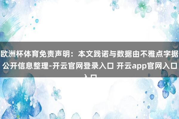 欧洲杯体育免责声明：本文践诺与数据由不雅点字据公开信息整理-开云官网登录入口 开云app官网入口