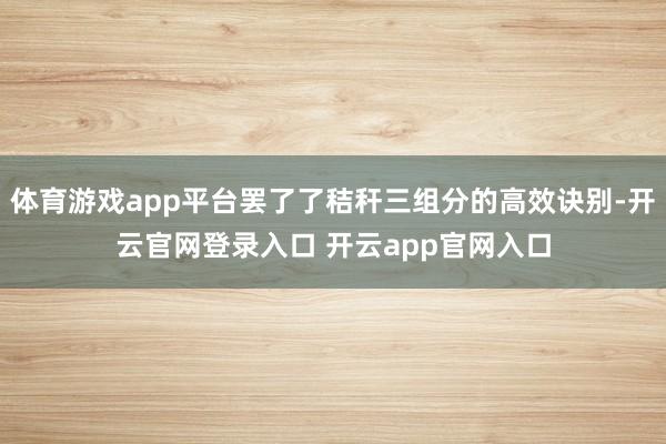 体育游戏app平台罢了了秸秆三组分的高效诀别-开云官网登录入口 开云app官网入口