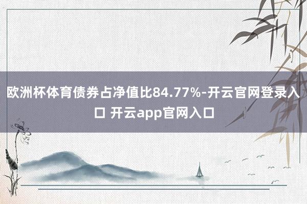 欧洲杯体育债券占净值比84.77%-开云官网登录入口 开云app官网入口