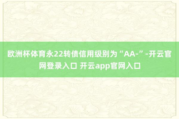 欧洲杯体育永22转债信用级别为“AA-”-开云官网登录入口 开云app官网入口